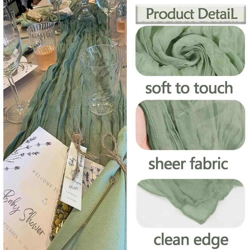 4 Pack Sage Green Cheesecloth Table Runner 120